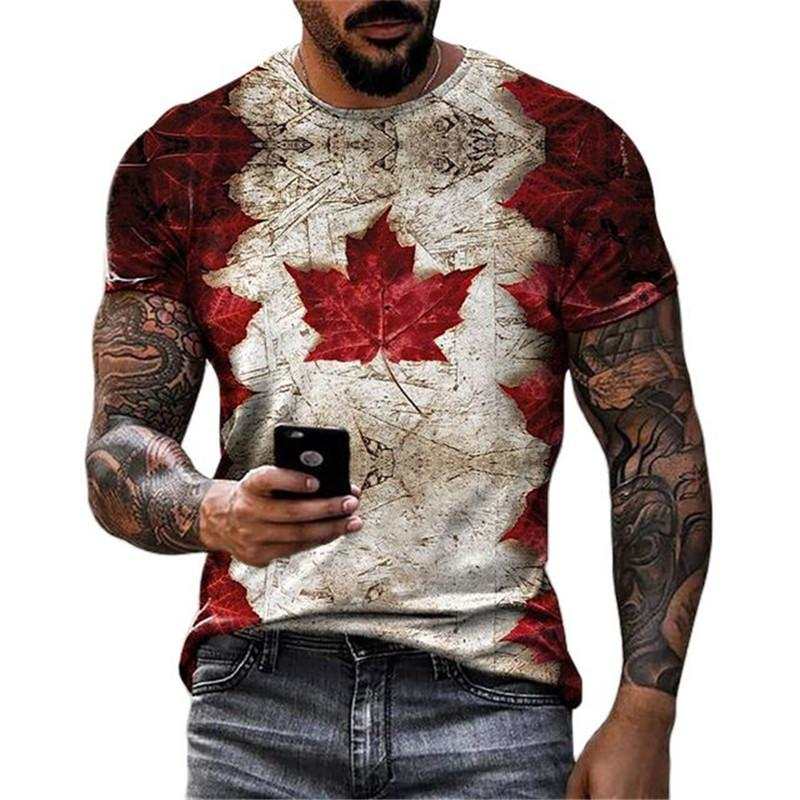 Retro Canada Flag T-shirt 3D P - Street Fashion Canada ulasan dan harga
