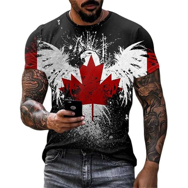 Retro Canada Flag T-shirt 3D P - Street Fashion Canada ulasan dan harga