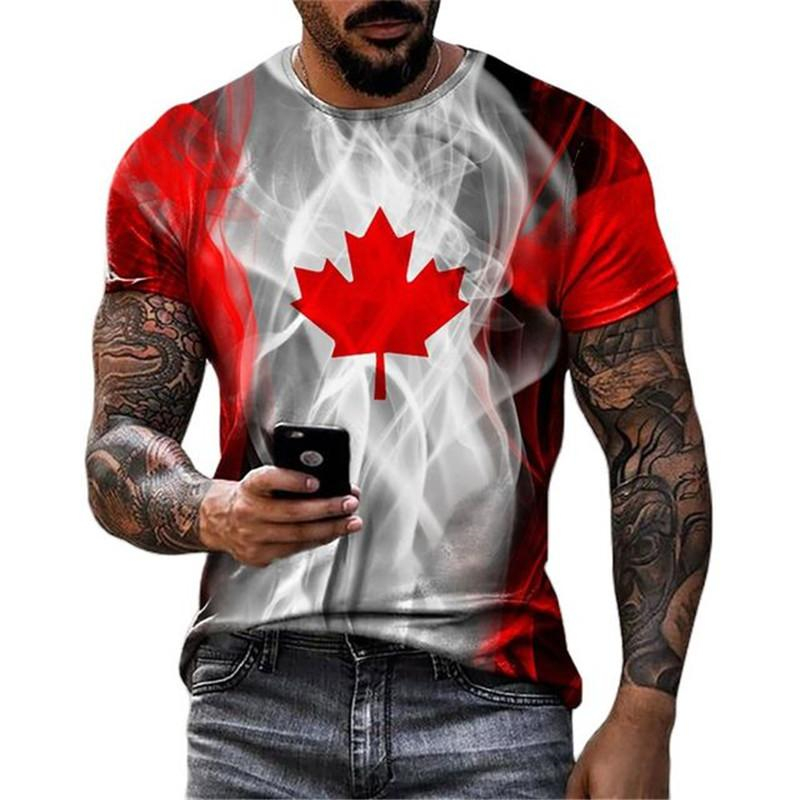 Retro Canada Flag T-shirt 3D P - Street Fashion Canada ulasan dan harga