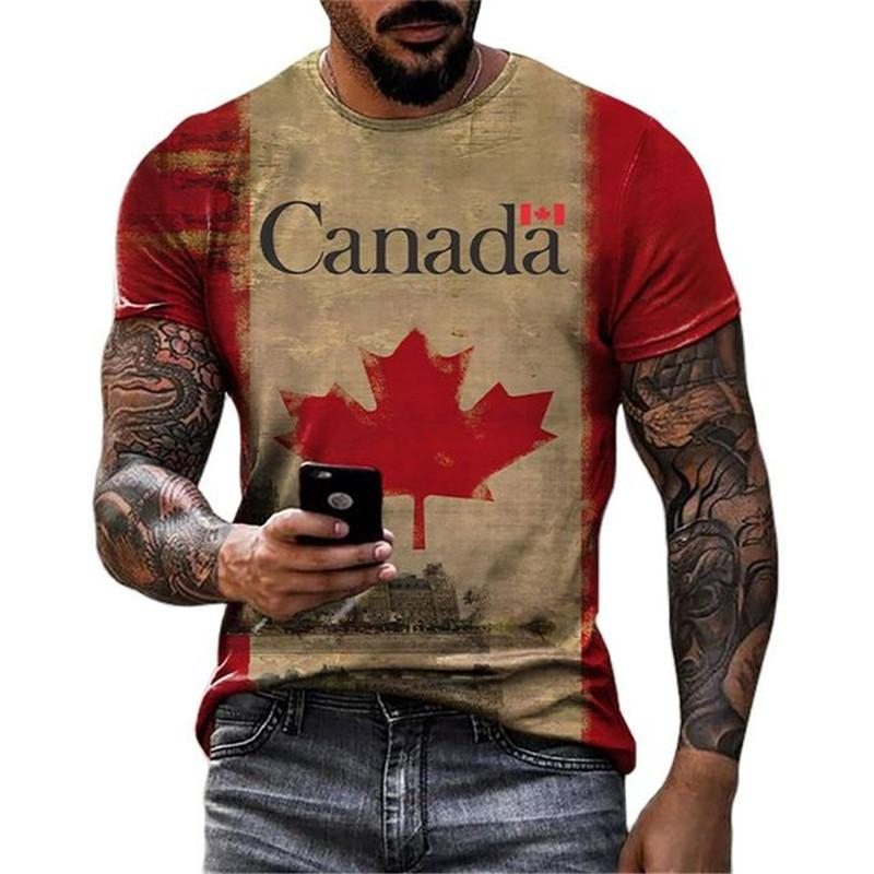 Retro Canada Flag T-shirt 3D P - Street Fashion Canada ulasan dan harga