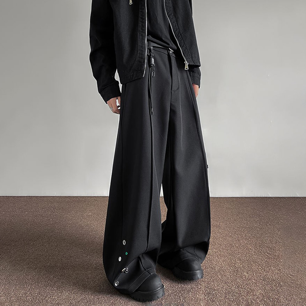 Mens Trousers Button Decoratio - Street Fashion Men 2025 ulasan dan harga