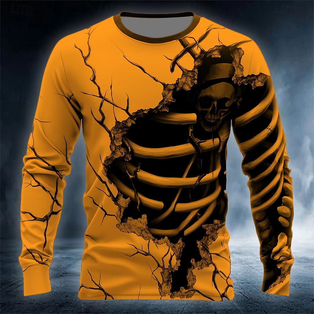 Funny 3D Skull Print Men's T-s - Street Fashion Y2K ulasan dan harga