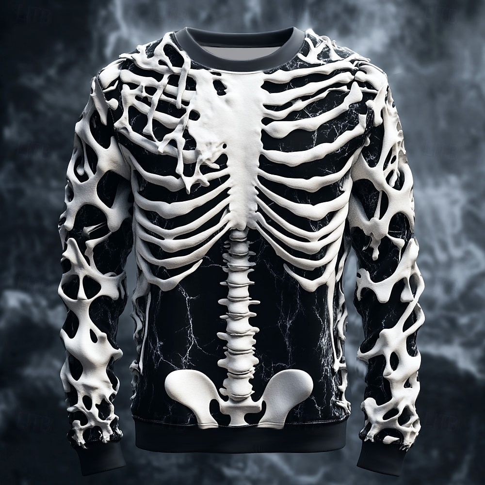 Funny 3D Skull Print Men's T-s - Street Fashion Y2K ulasan dan harga