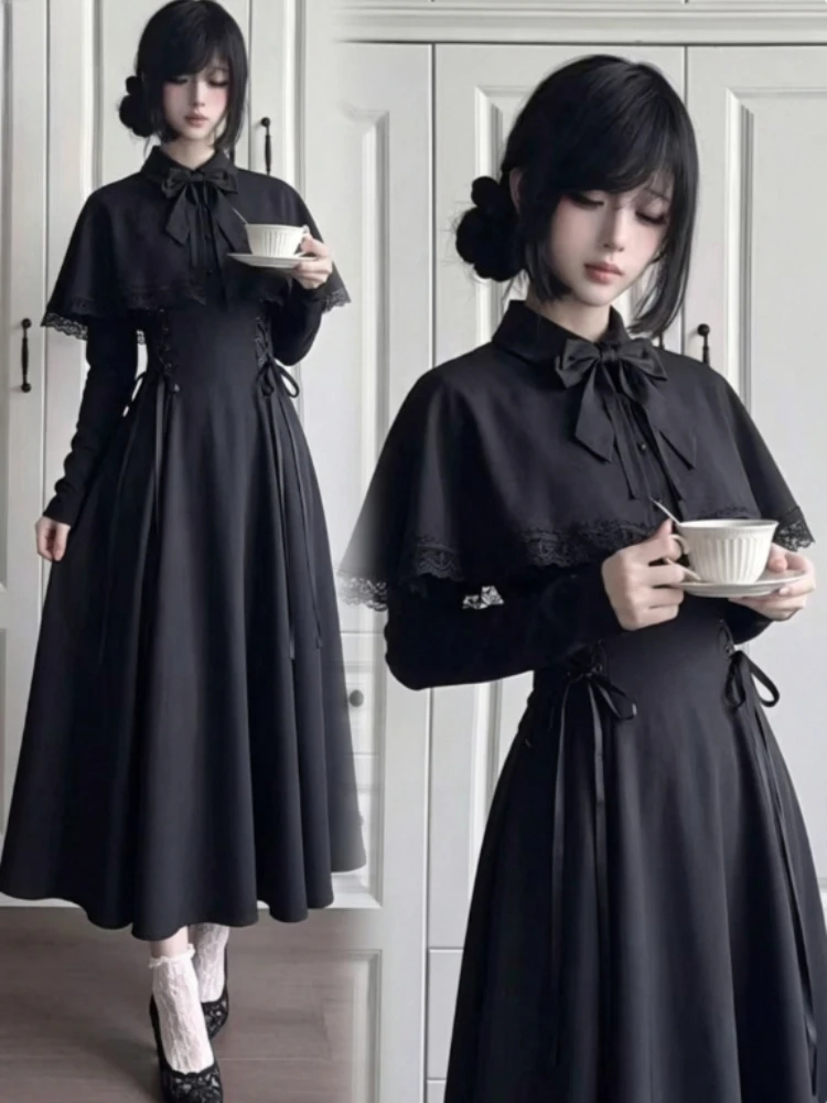Women Black Gothic Lolita Midi - Fashion Street Night ulasan dan harga