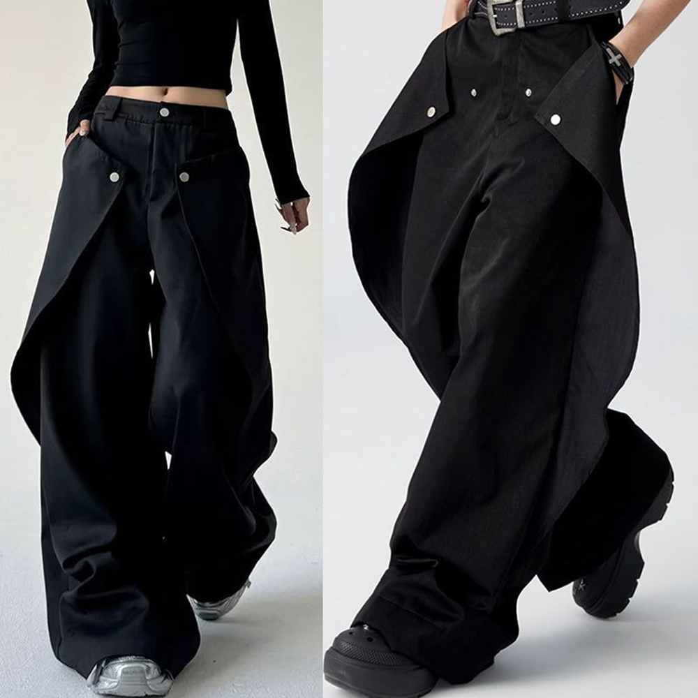Mens Trousers Stitching Double - Street Fashion Men 2025 ulasan dan harga