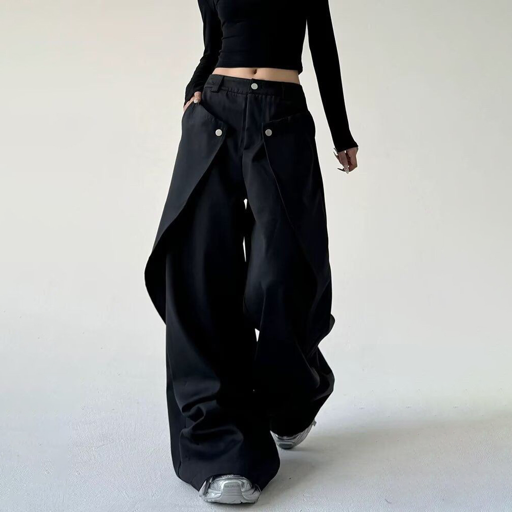 Mens Trousers Stitching Double - Street Fashion Men 2025 ulasan dan harga