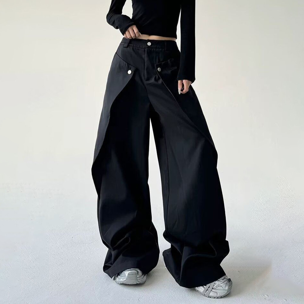 Mens Trousers Stitching Double - Street Fashion Men 2025 ulasan dan harga